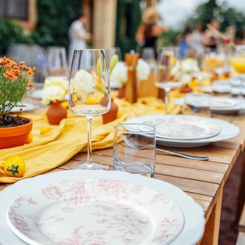 Pink & White Floral Ceramic Plates - Set of 6 (6 Inch)