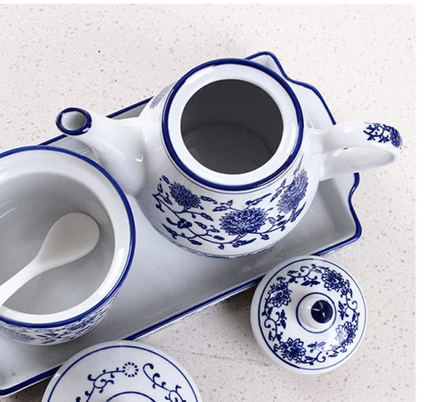 Blue & White Ceramic Teapot with Lid - 500ml Small