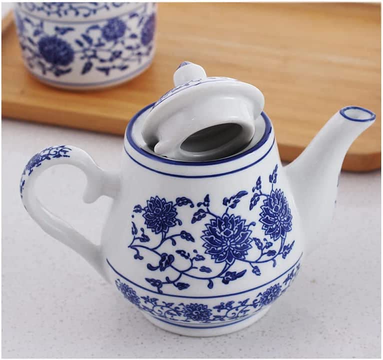 Blue & White Ceramic Teapot with Lid - 500ml Small