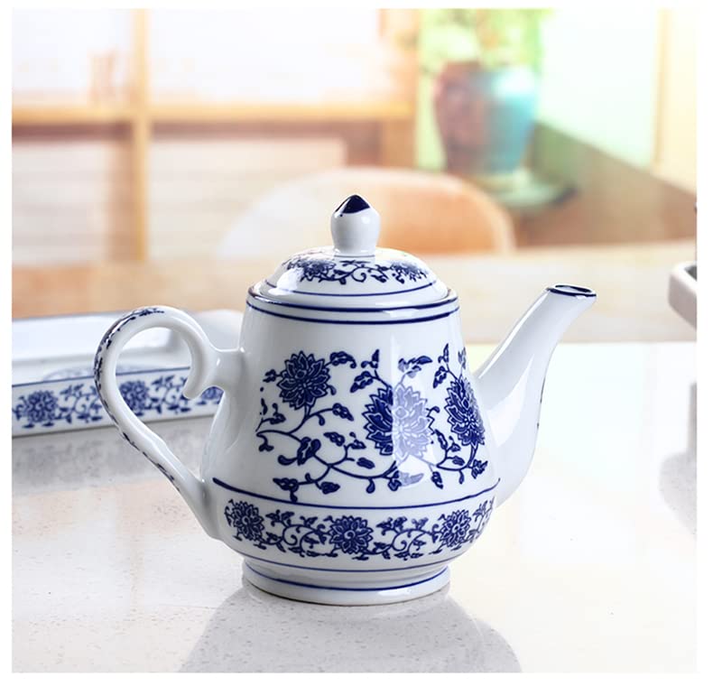 Blue & White Ceramic Teapot with Lid - 500ml Small