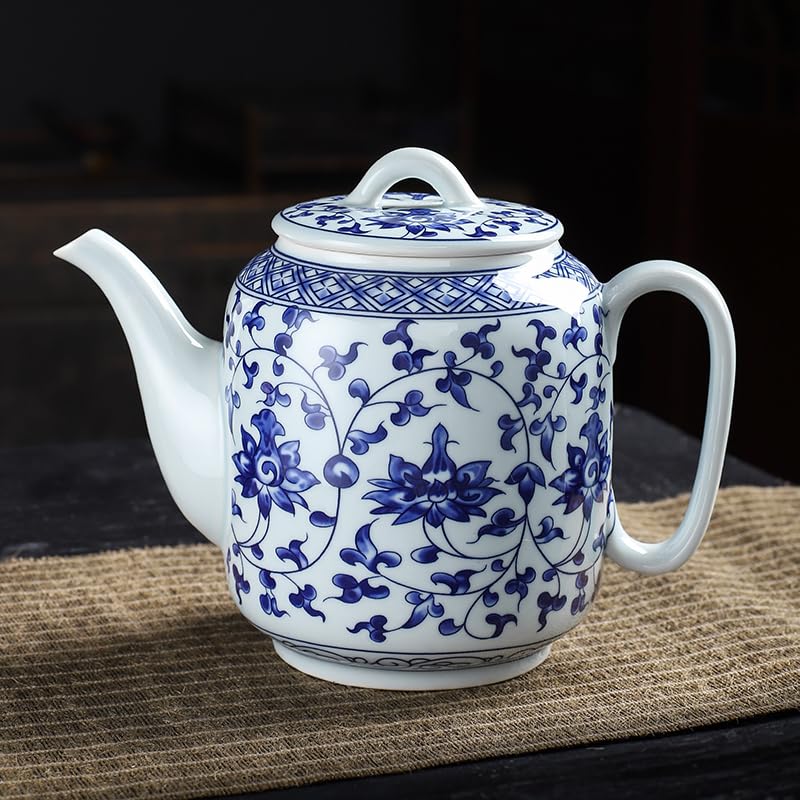 Blue & White Ceramic Teapot with Lid - 28oz