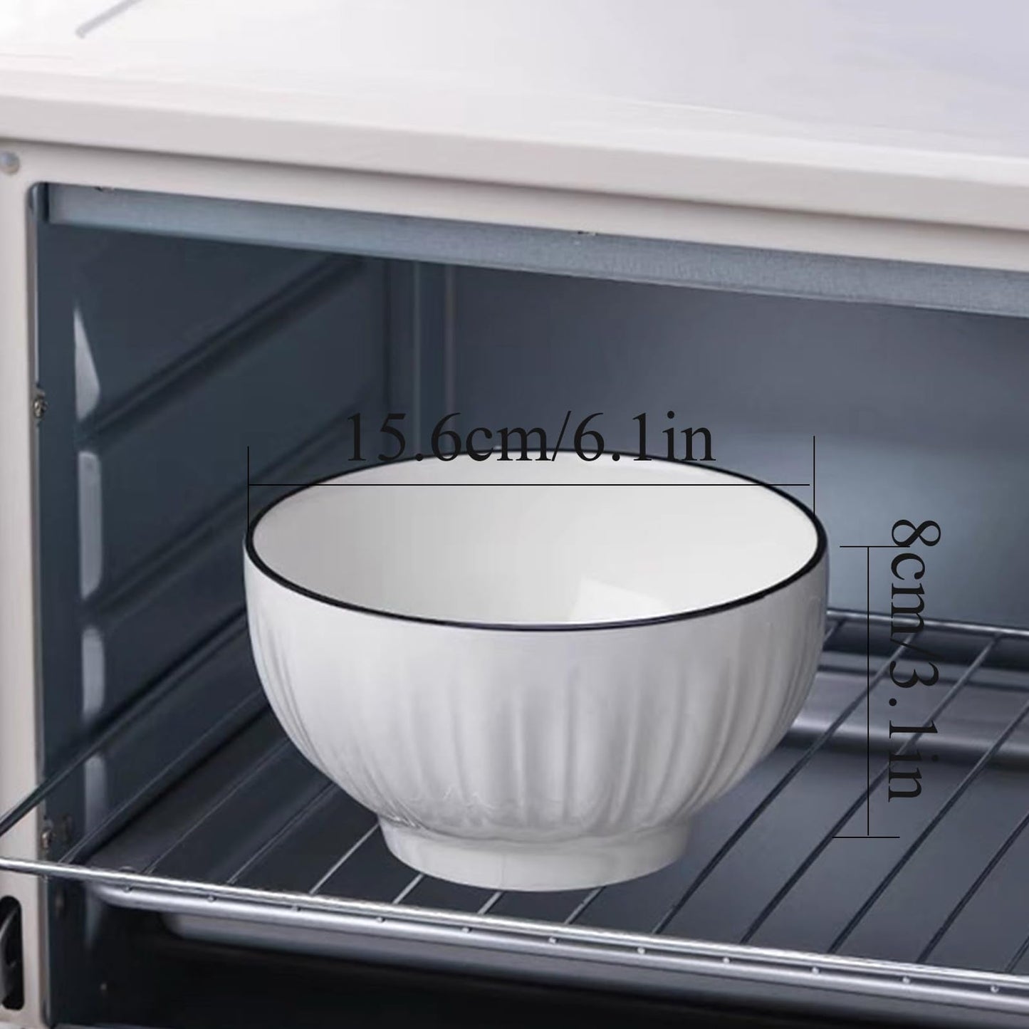 White Ceramic Cereal Bowls - Set of 4 (700ml, 15x8cm)