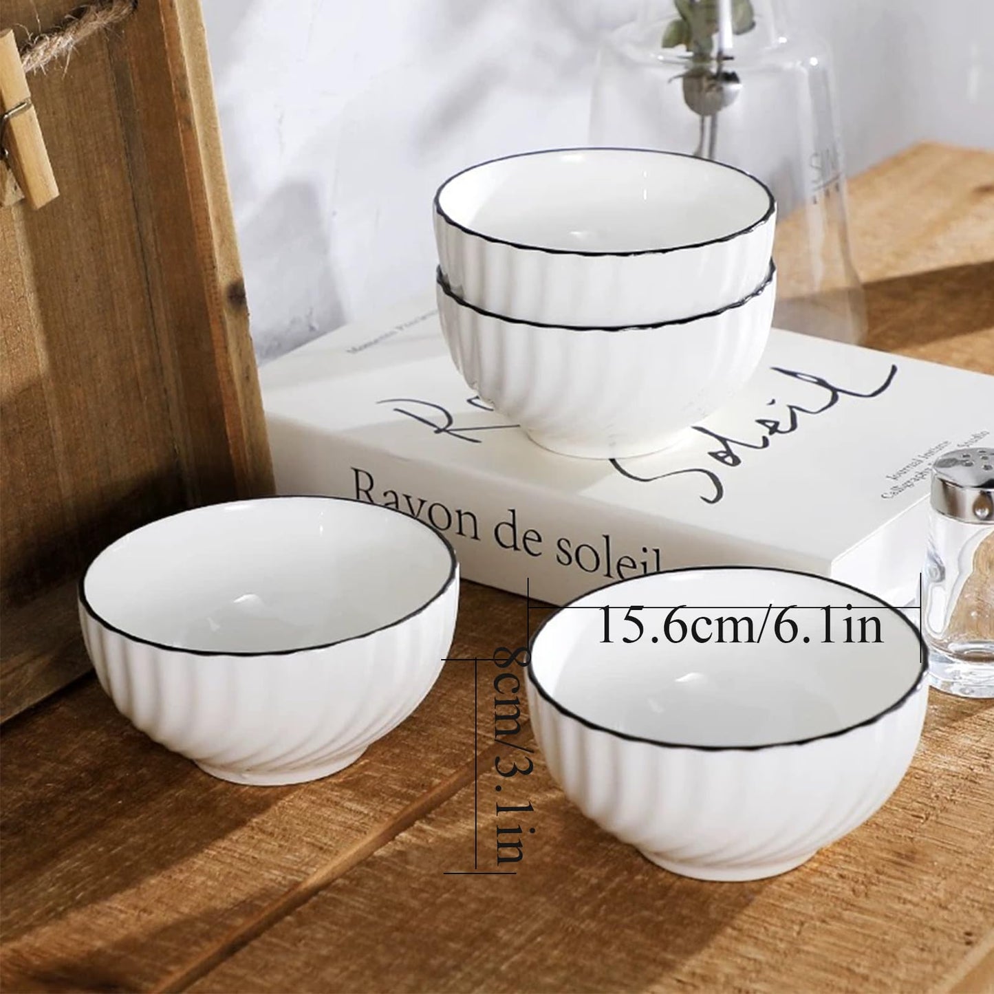 Ceramic Cereal Bowls Set of 4 - 700ml (15x8cm) Color C