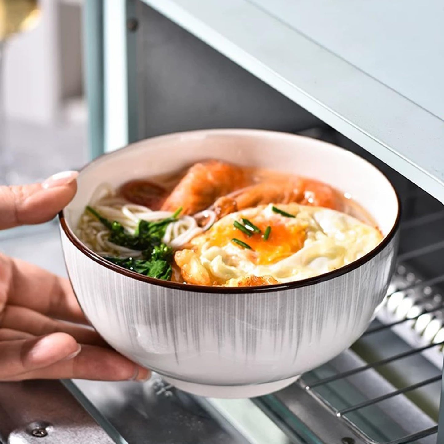 Ceramic Cereal Bowls Set of 4 - 700ml (15x8cm) Color D