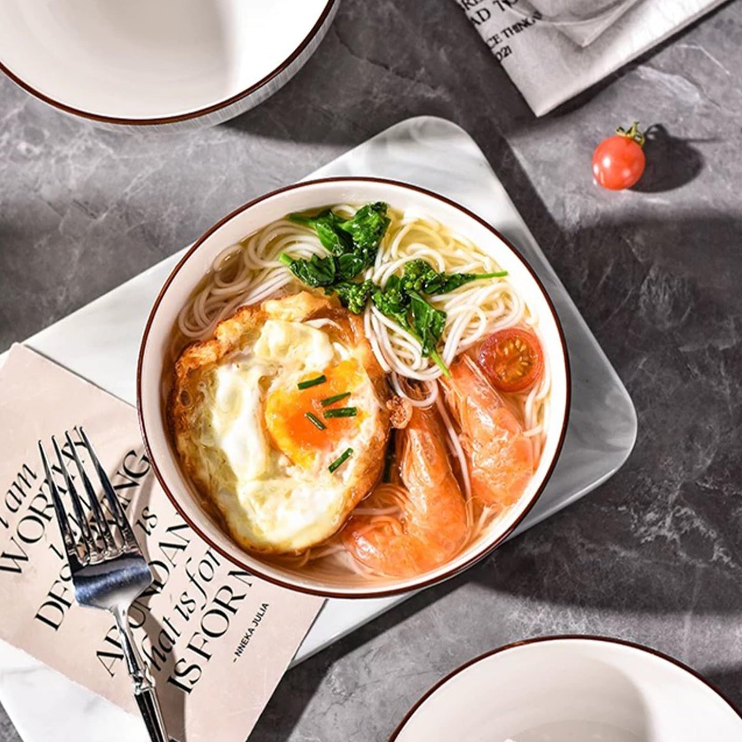 Ceramic Cereal Bowls Set of 4 - 700ml (15x8cm) Color D