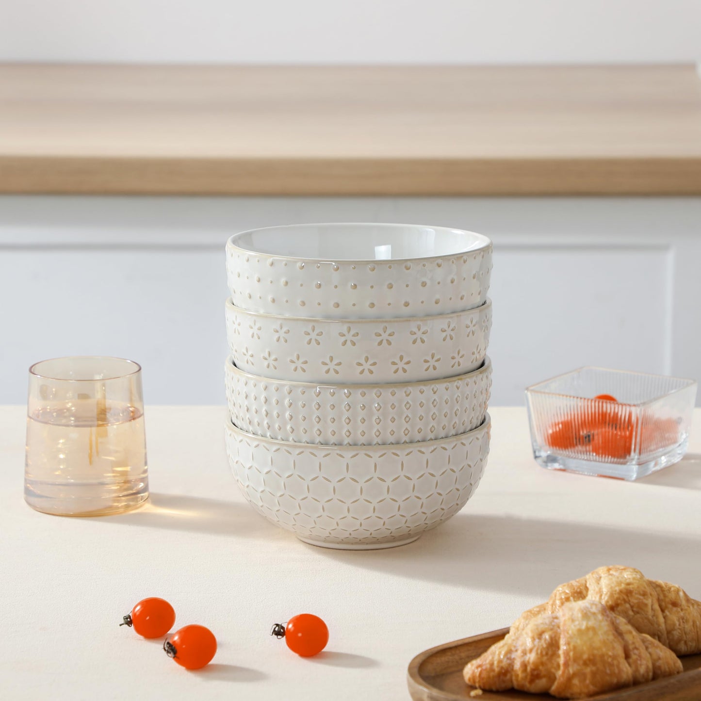 Stoneware Cereal Bowls Set of 4 - 30oz (6 Inch)