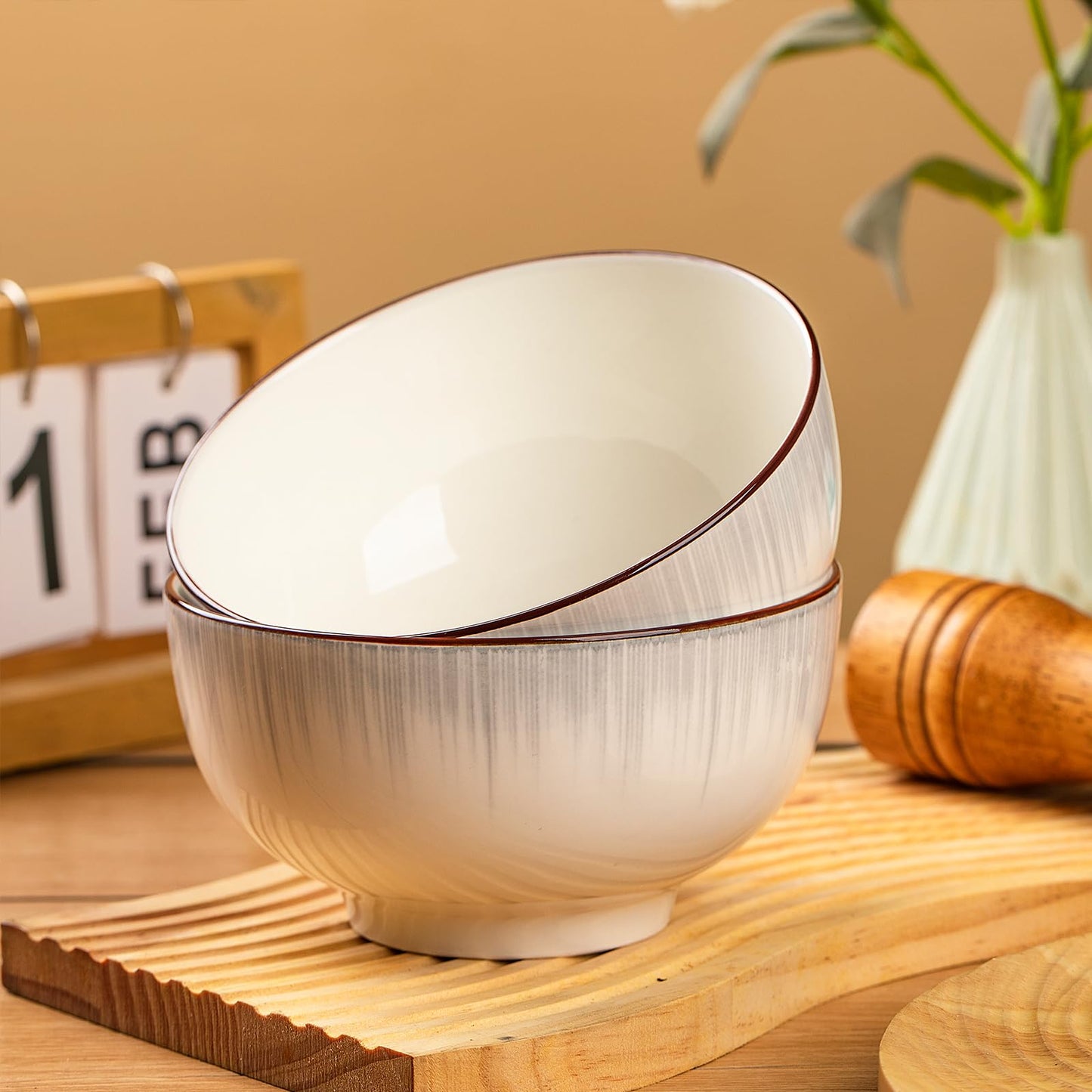 Ceramic Cereal Bowls Set of 4 - 700ml (15x8cm) Color D