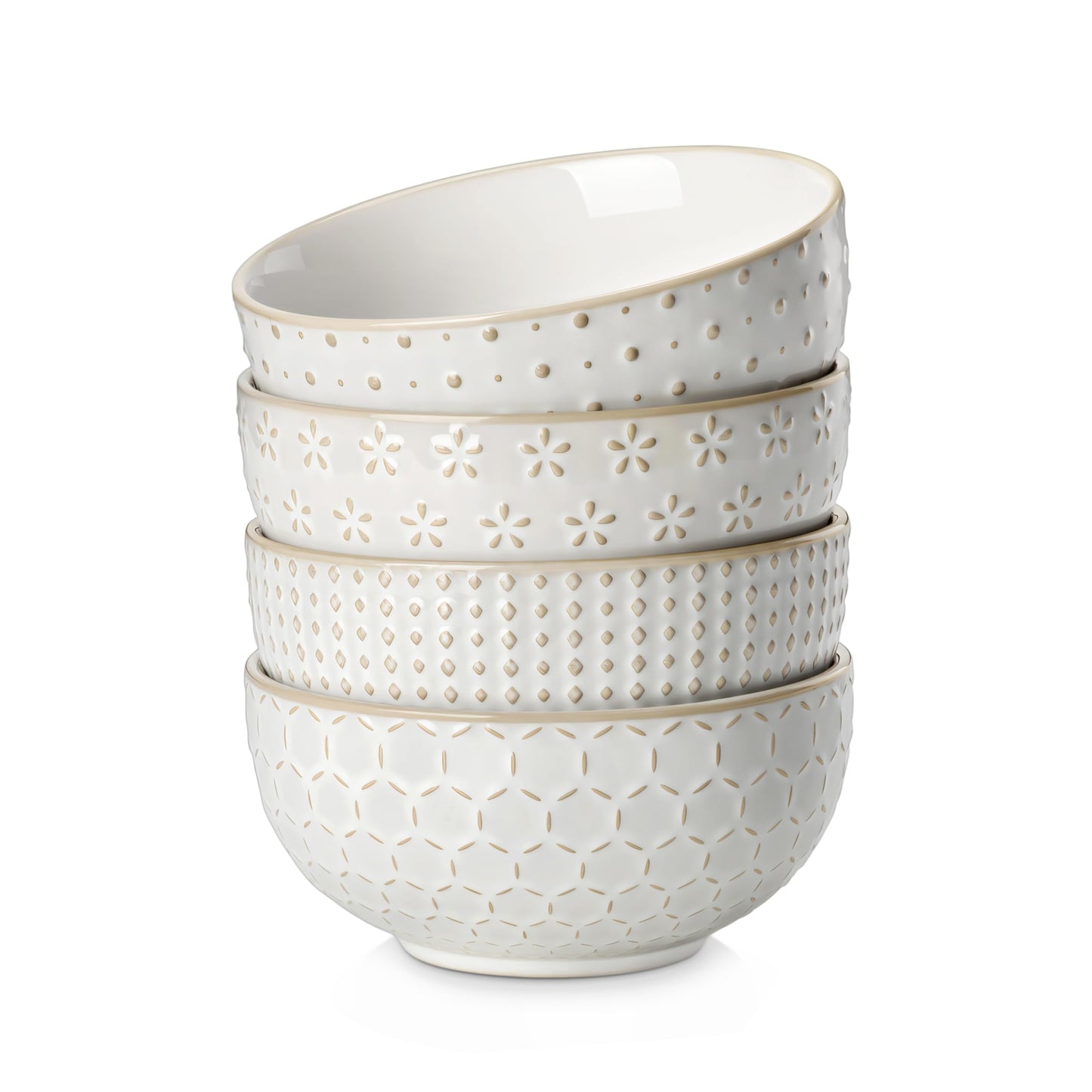 Stoneware Cereal Bowls Set of 4 - 30oz (6 Inch)