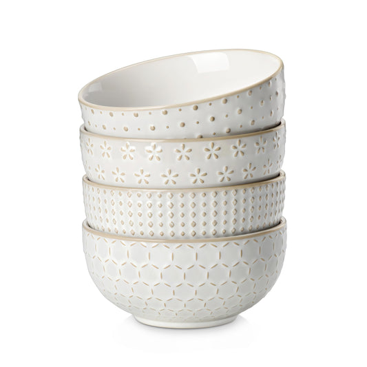 Stoneware Cereal Bowls Set of 4 - 30oz (6 Inch)
