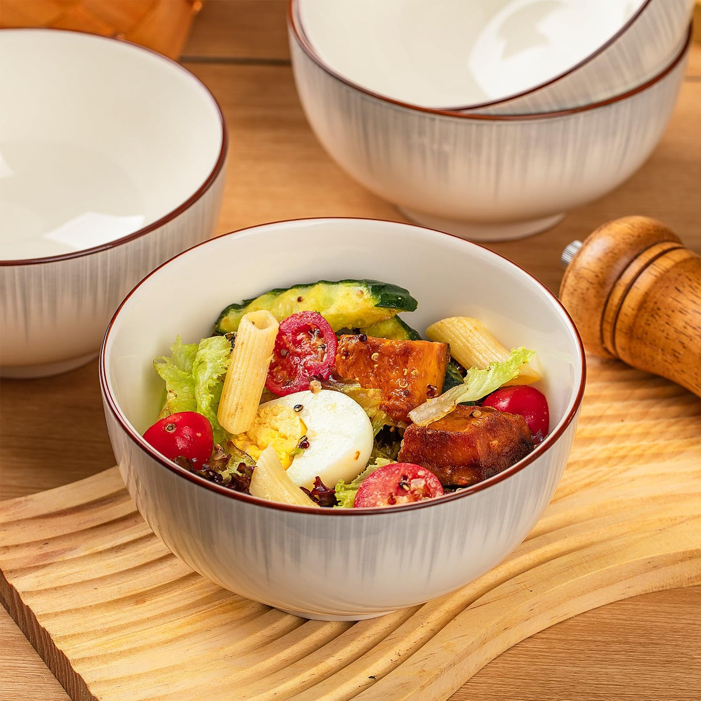 Ceramic Cereal Bowls Set of 4 - 700ml (15x8cm) Color D
