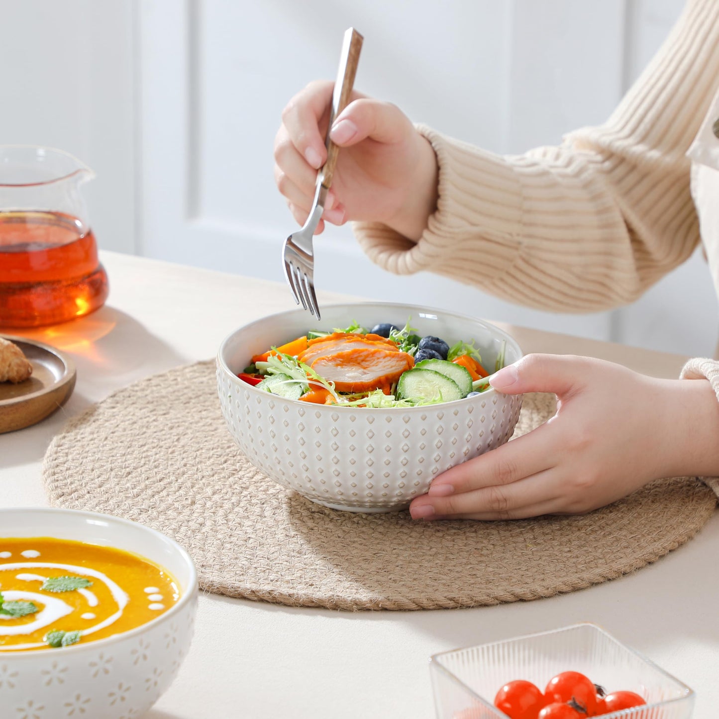 Stoneware Cereal Bowls Set of 4 - 30oz (6 Inch)