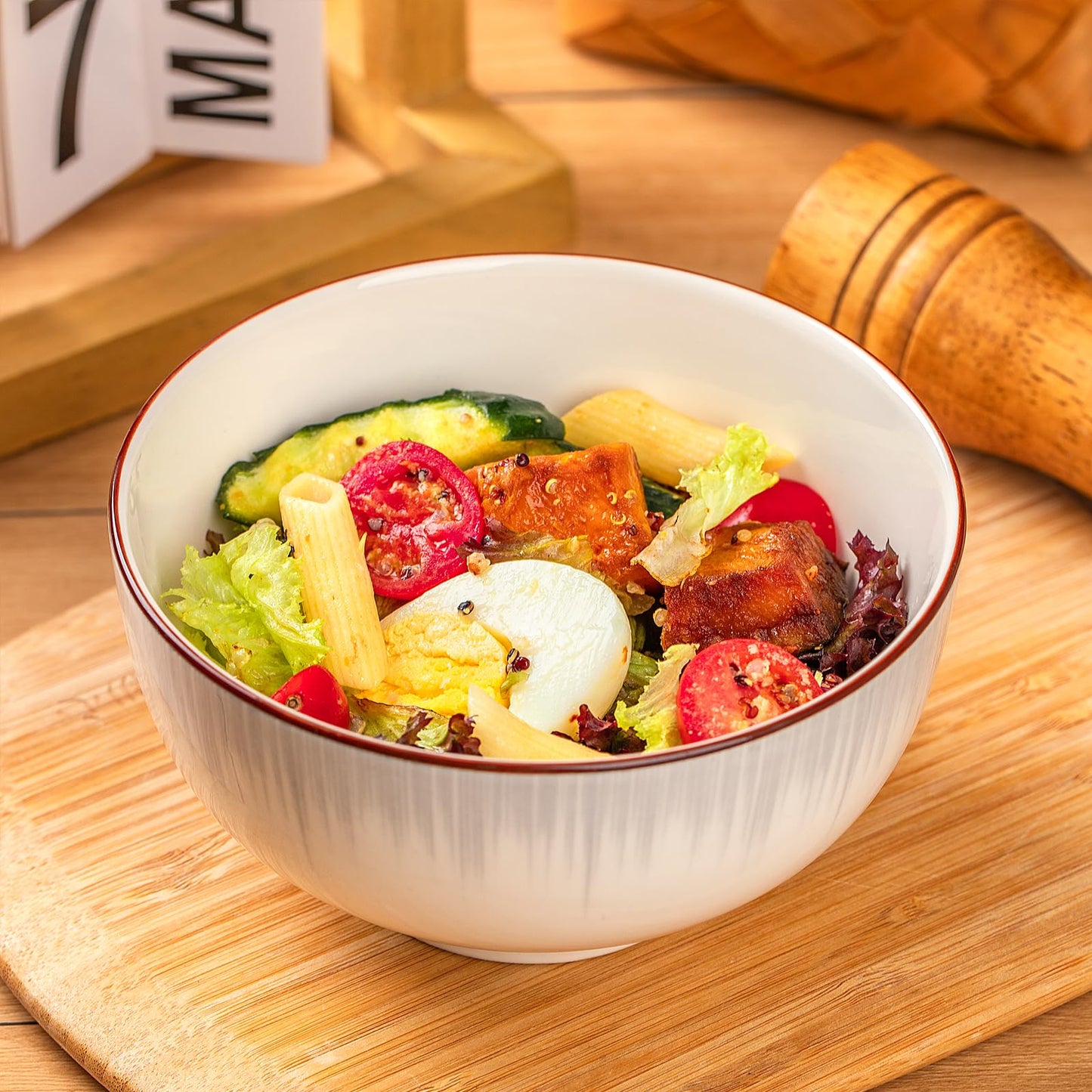 Ceramic Cereal Bowls Set of 4 - 700ml (15x8cm) Color D